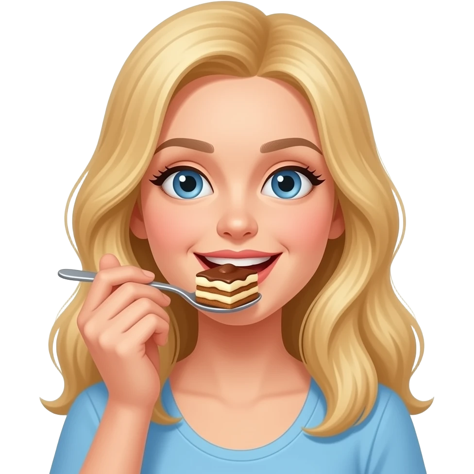 blonde ukranian woman eating tiramisu emoji