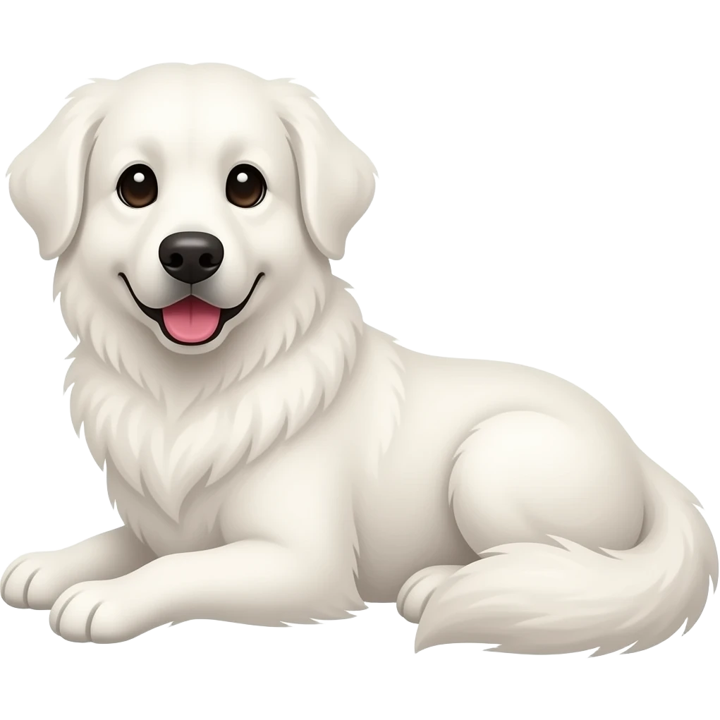 Great Pyrenees white dog, floppy ears, curled up tail emoji