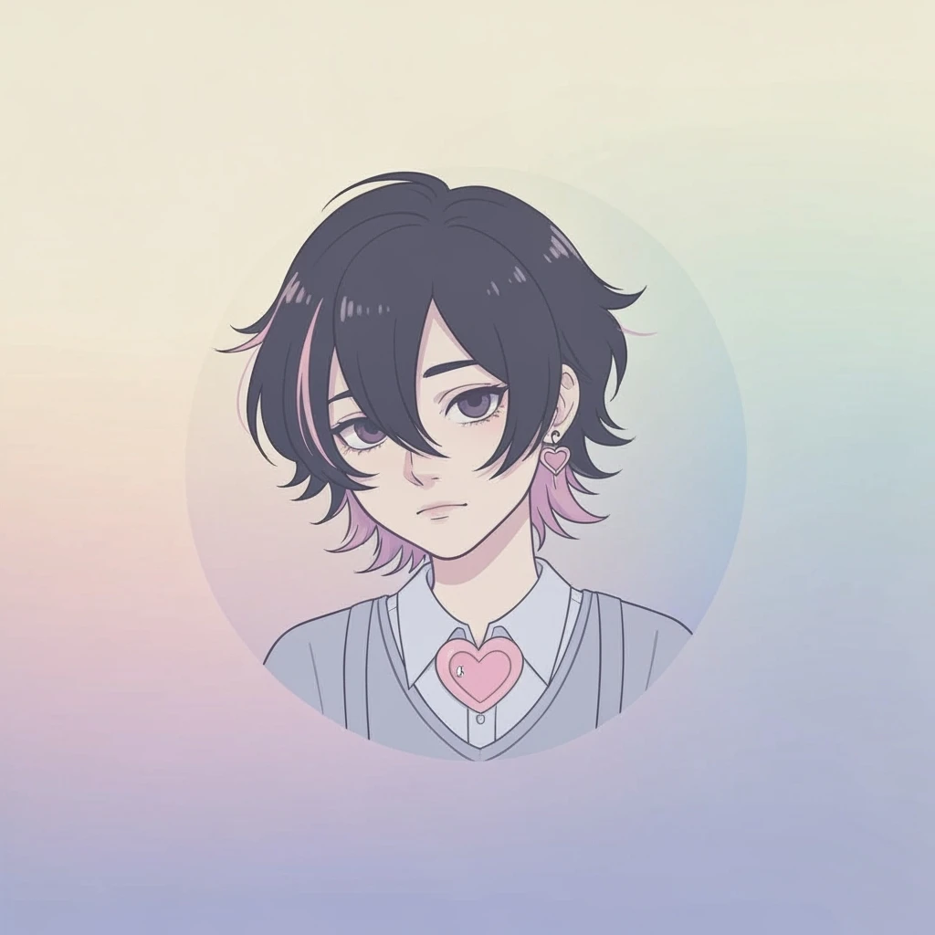 pastel emo profile picture with a heart accent, cute, expressive, minimal, variation 4 emoji