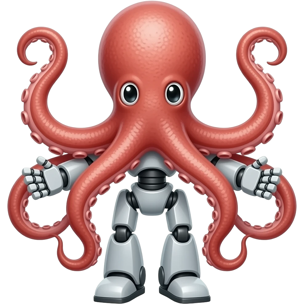 Robot con brazos de pulpo robóticos emoji