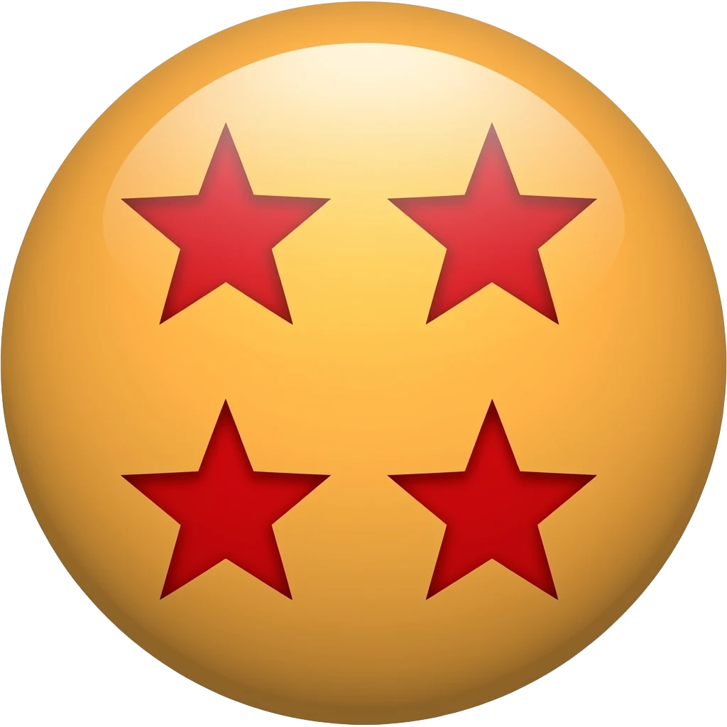 Circulo naranja con 4: estrellas rojas emoji