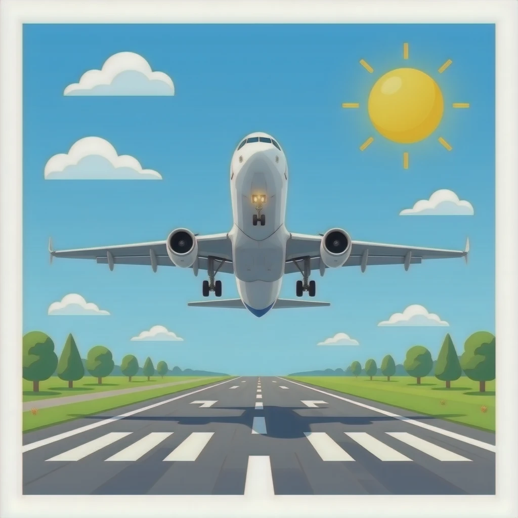 "An Airbus 100 taking off from the runway. emoji