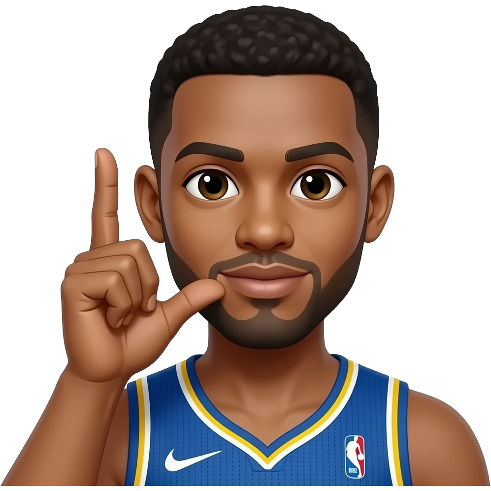 Make the mans skin light brown and a basketball player with his first and second fingers held up to his right ear and his thumb held on his lips like a phone emoji