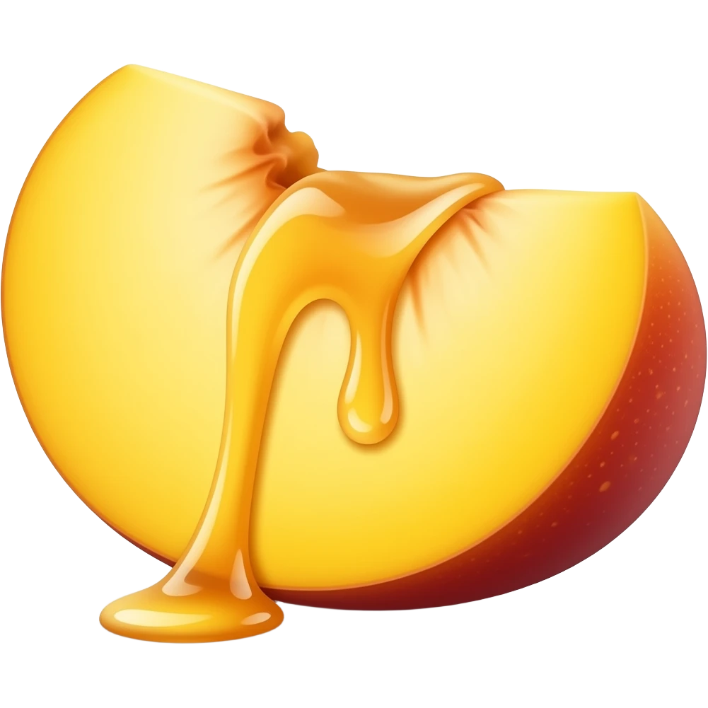 Honey dripping from a peach slice emoji