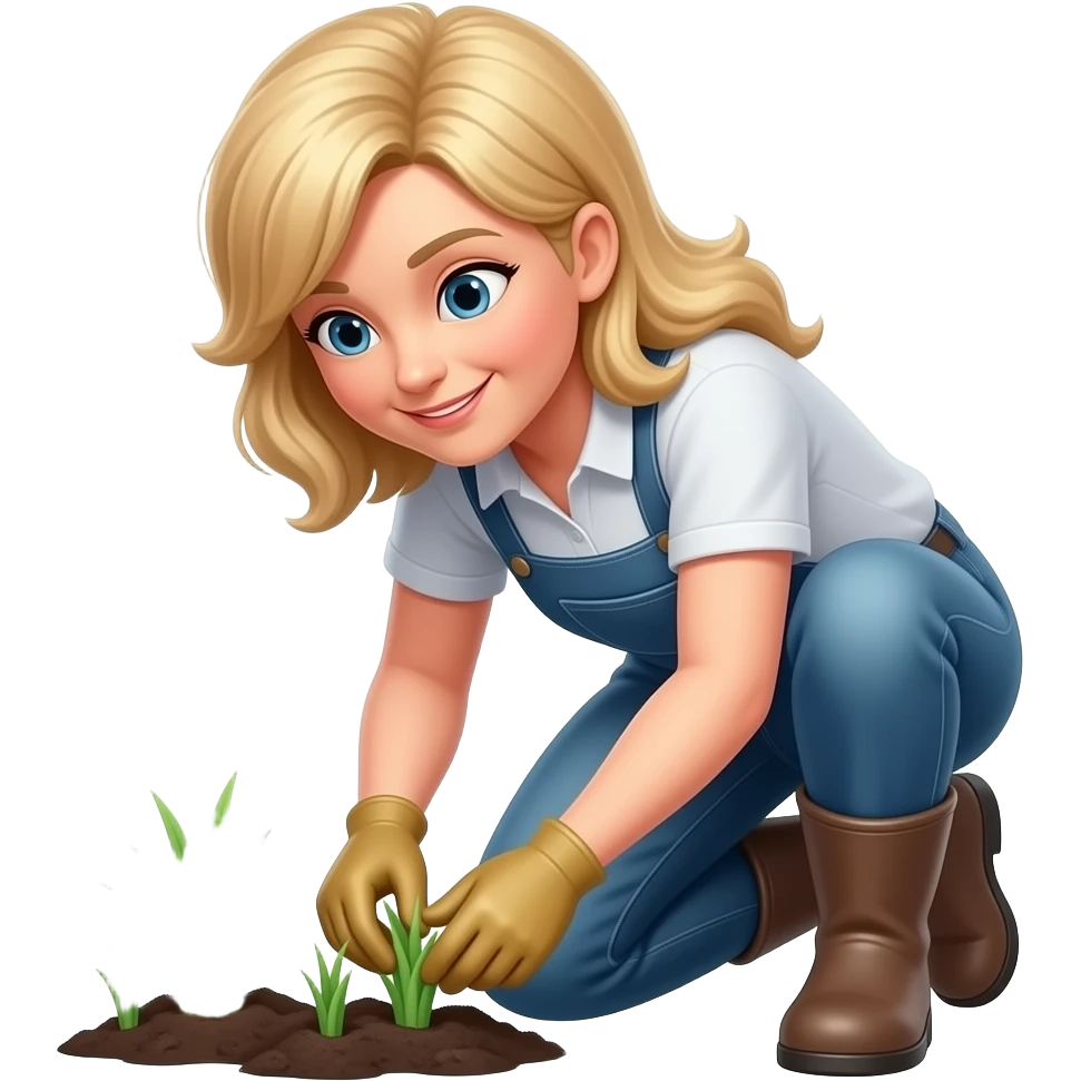 50 year old medium long blonde hair planting grass plugs emoji