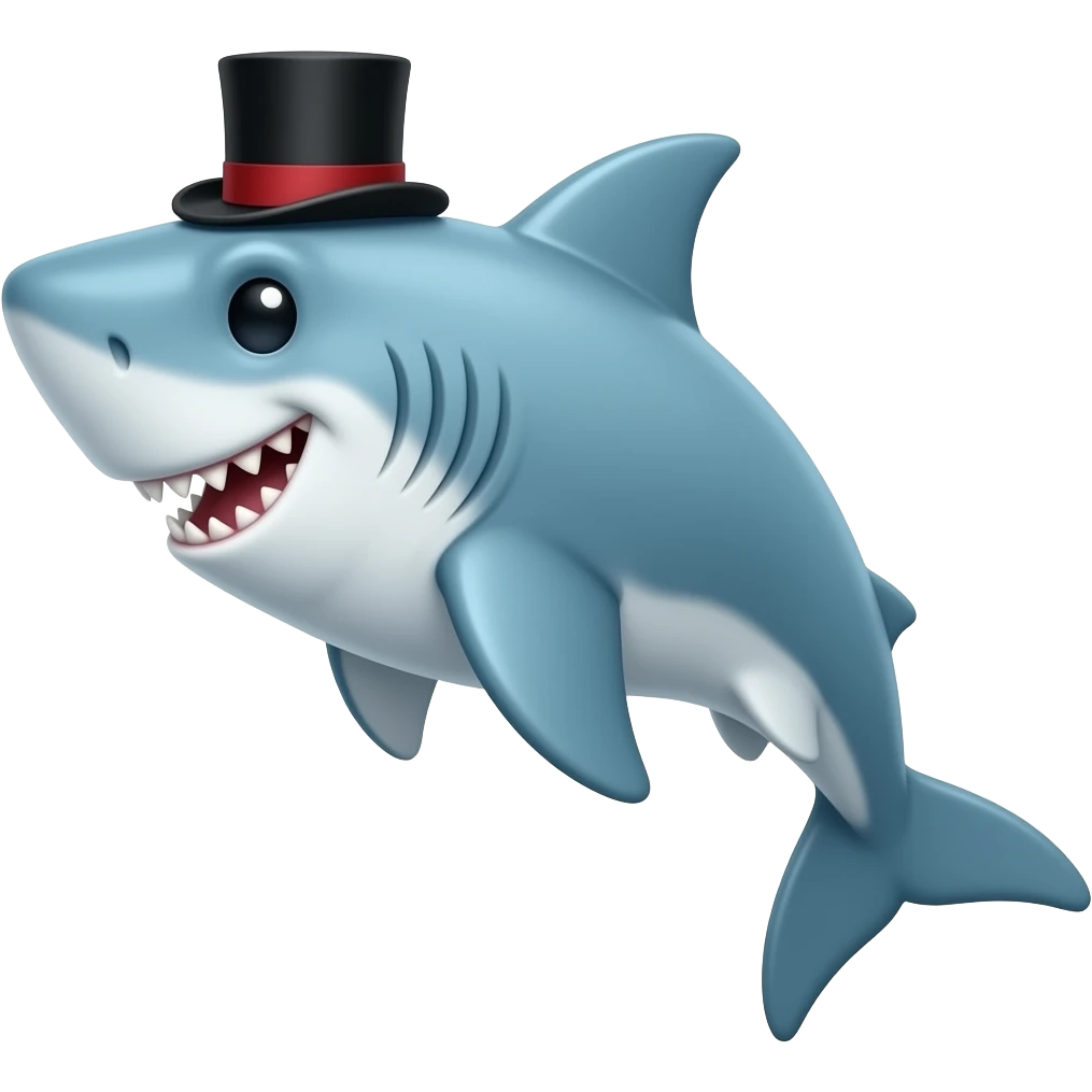 Shark with a top hat emoji