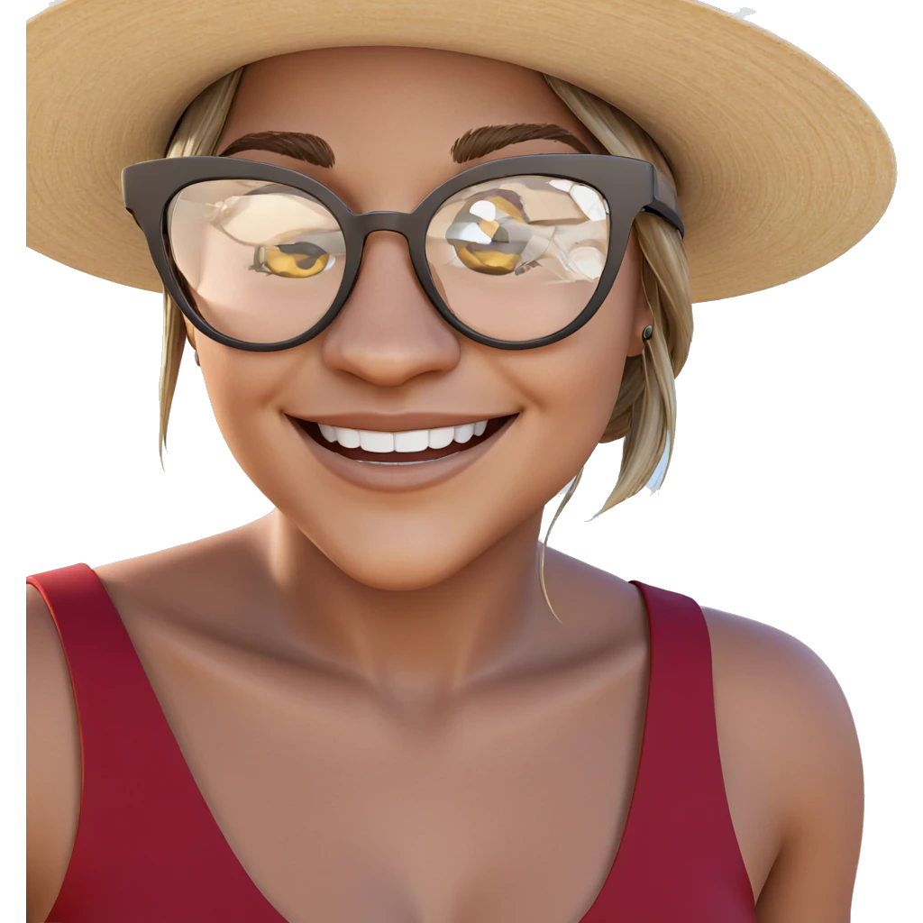 smiling girl in outdoor hat emoji