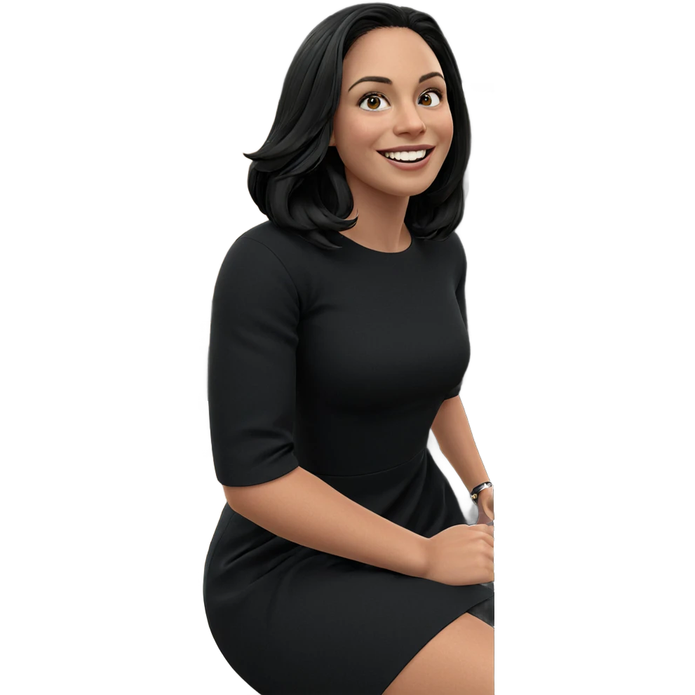 smiling girl in black dress emoji