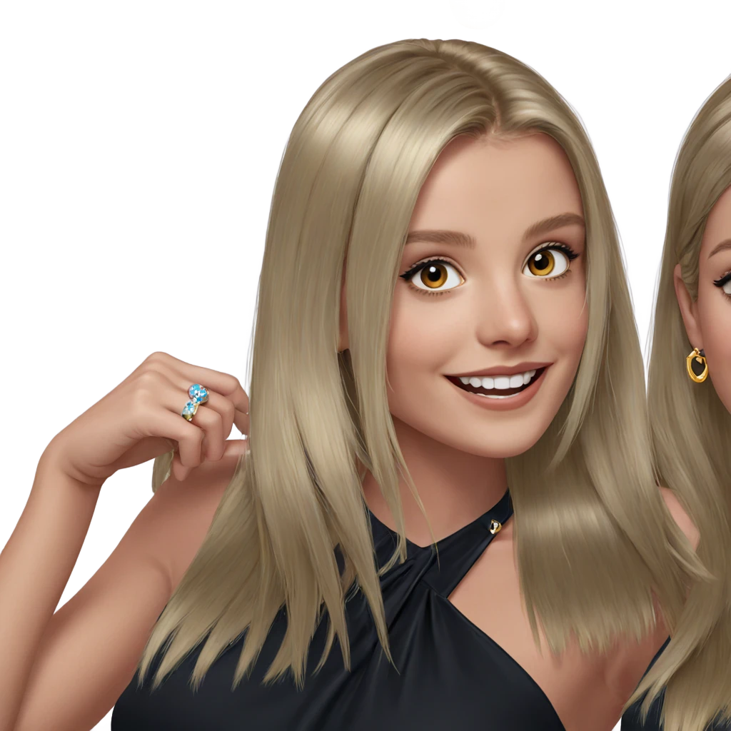 smiling girls with jewelry emoji