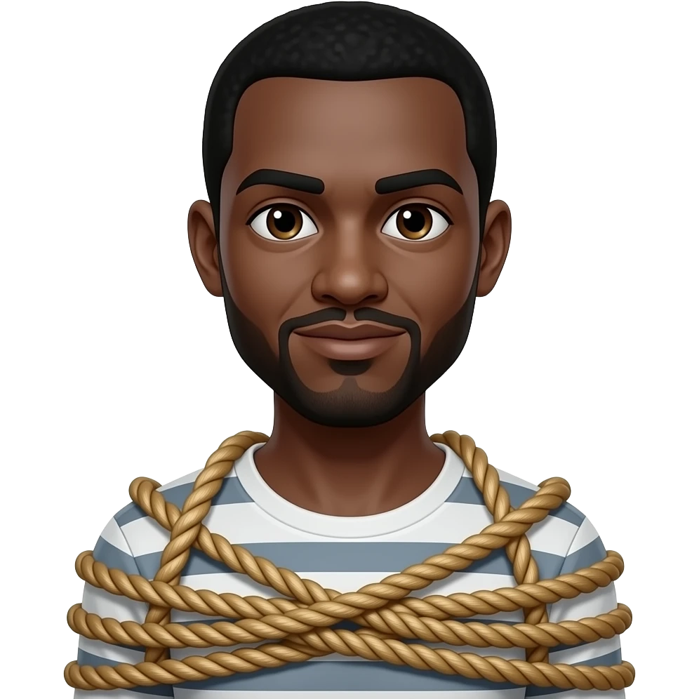 A tied up black man with ropes emoji