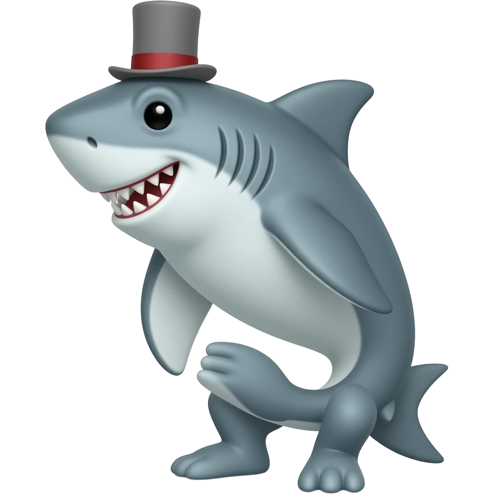 Shark with a top hat emoji