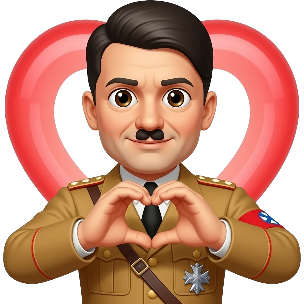 Hitler doing heart with hands emoji