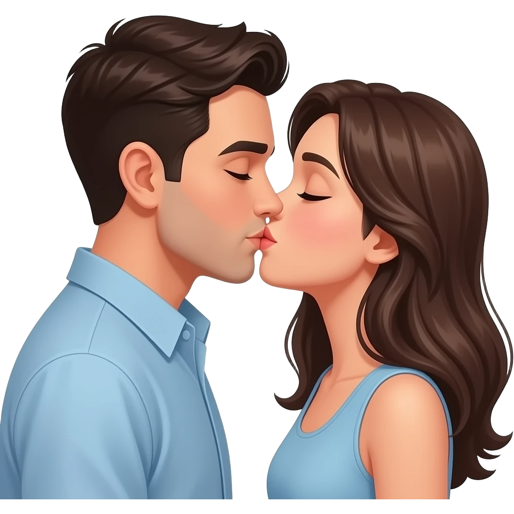 Generate an emoji in which two people are kising each other the two characters should be male and female emoji