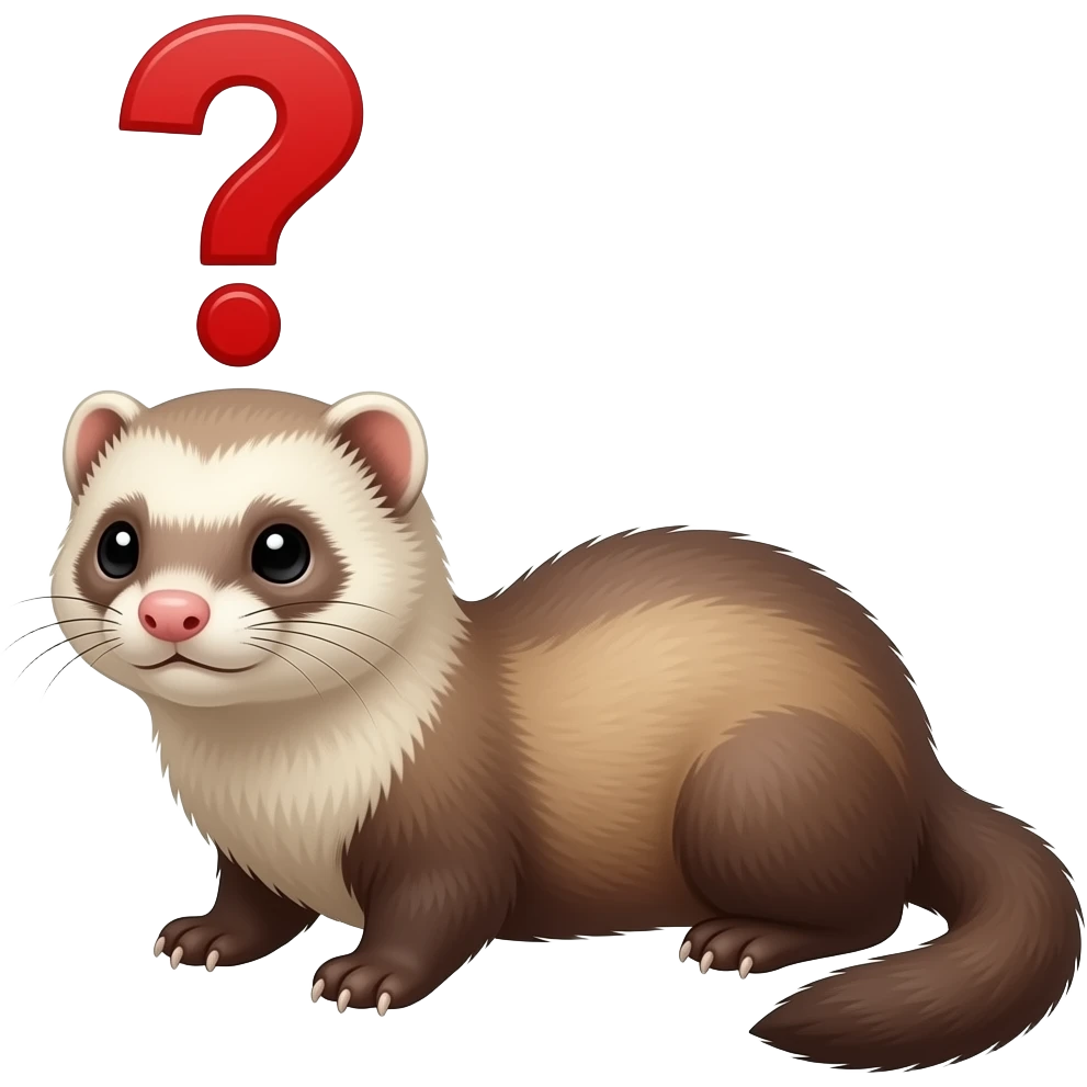 a thoughtful ferret with a  red question mark above its head emoji