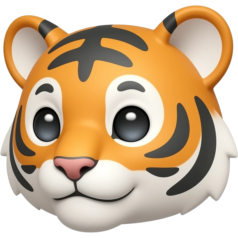 Turn sideways a little bit cute tiger head Turn sideways dark gray eyes emoji