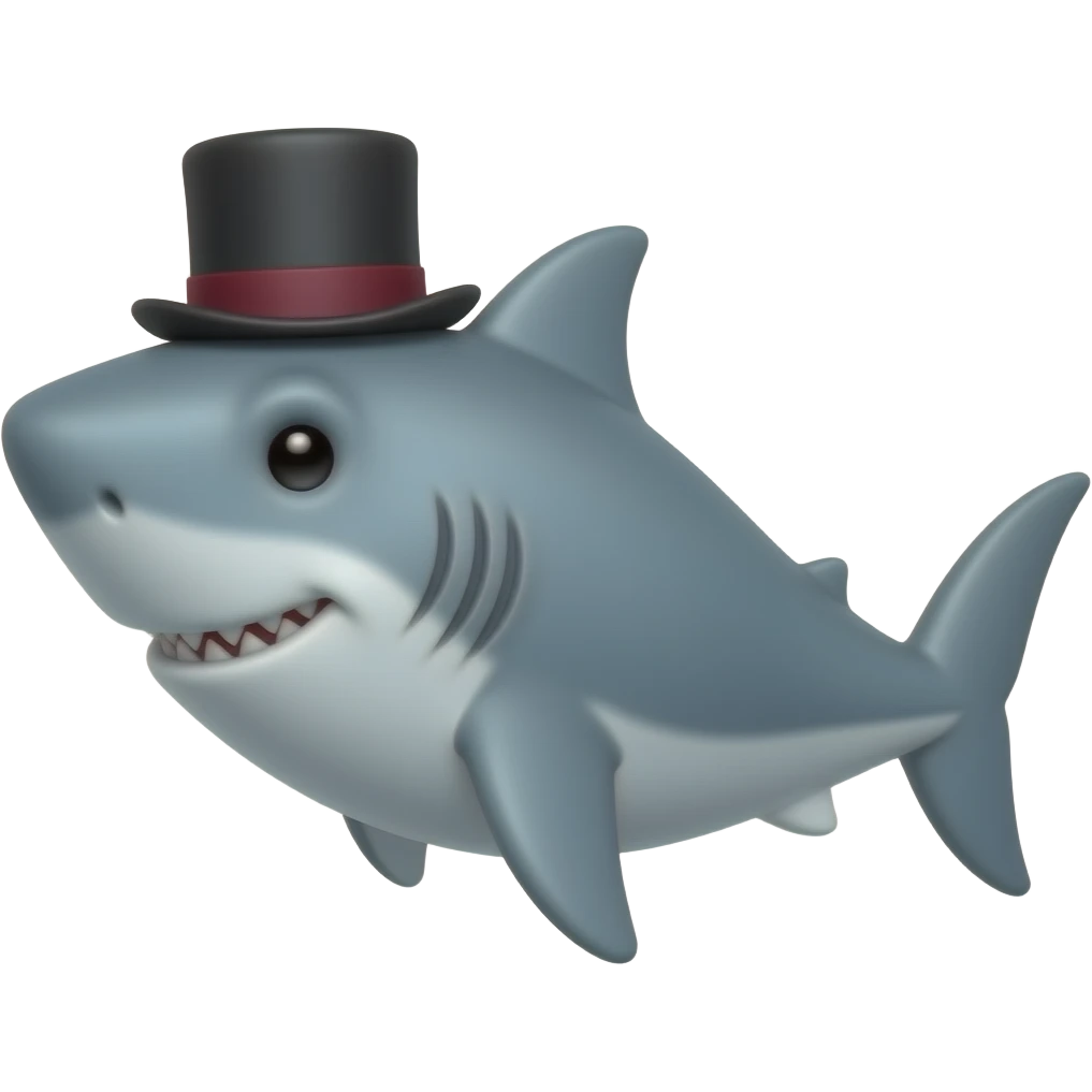 Shark with a top hat emoji