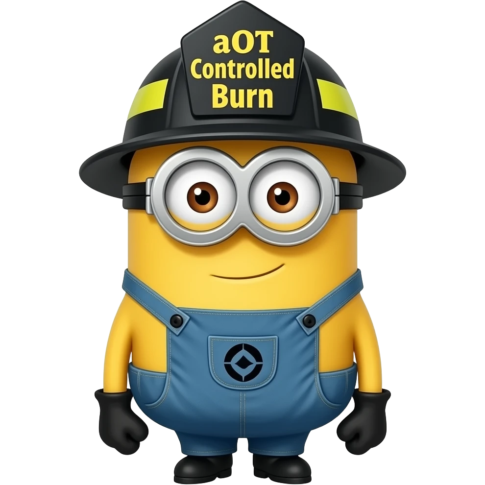 minion firefighter text aOT Controlled Burn on helmet emoji