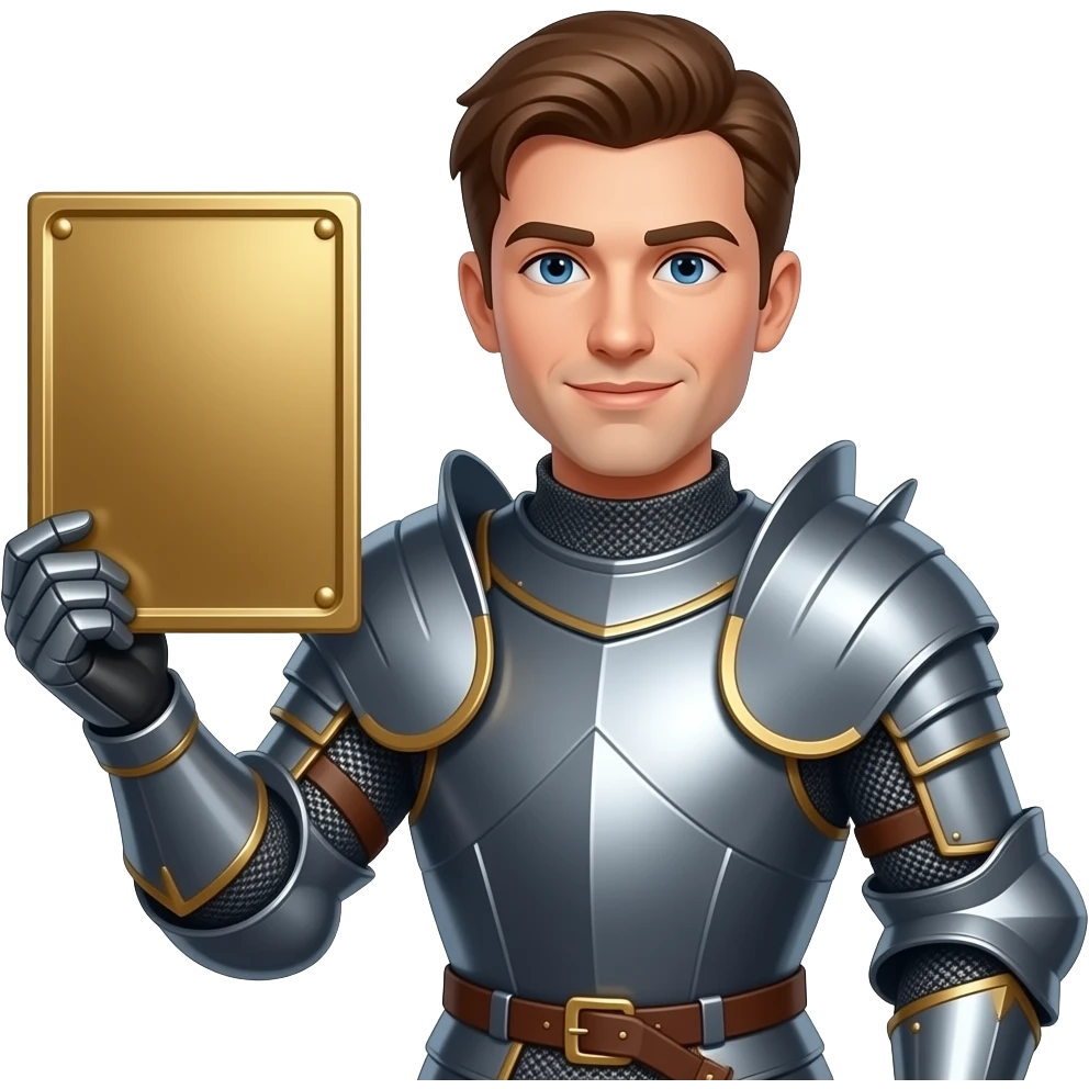 красунчик лицар тримає табличку в правій руці emoji