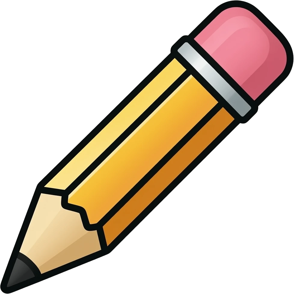 thick black outline, pencil emoji, thick black outline, simple cartoon emoji