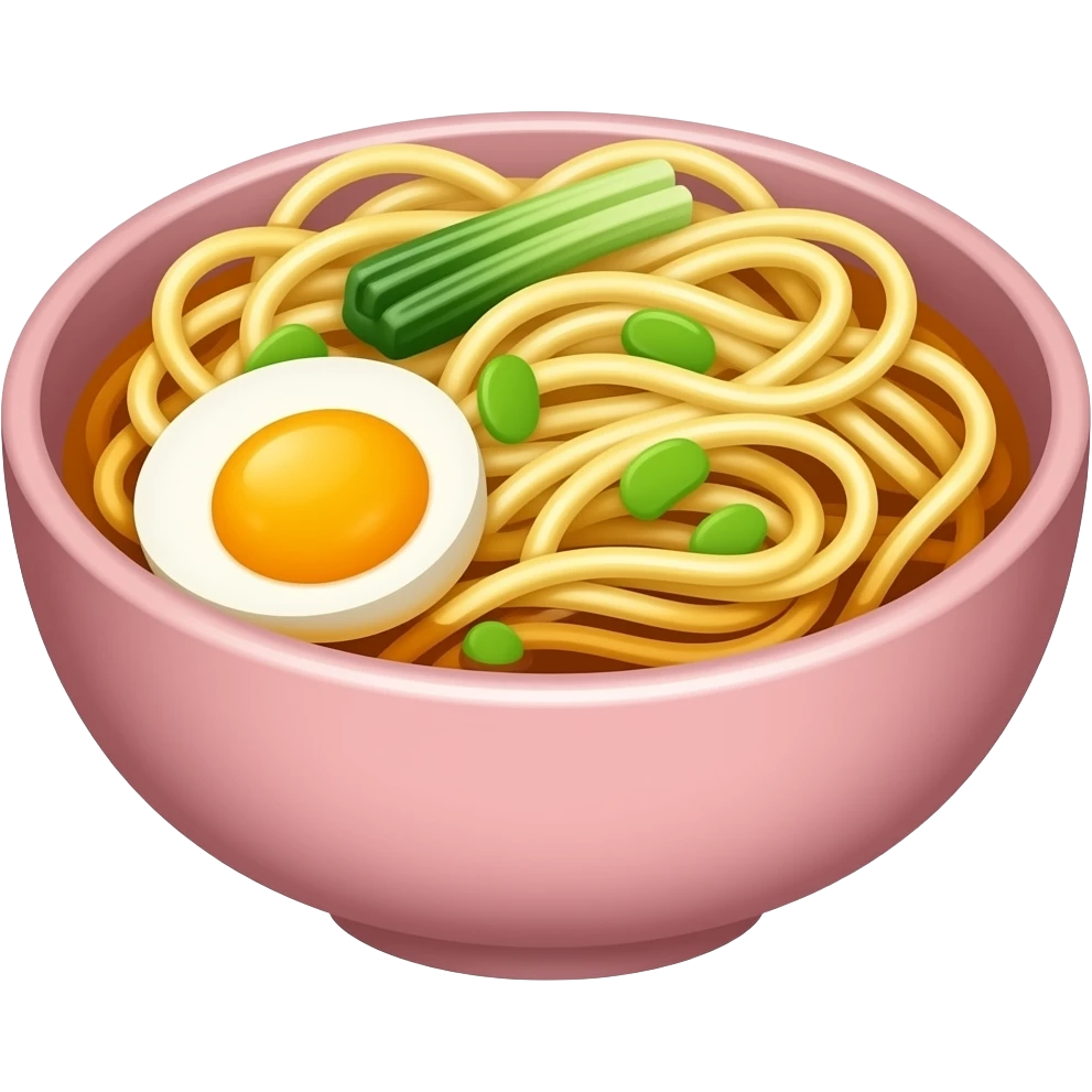 Ramen Noodles in a pink bowl emoji