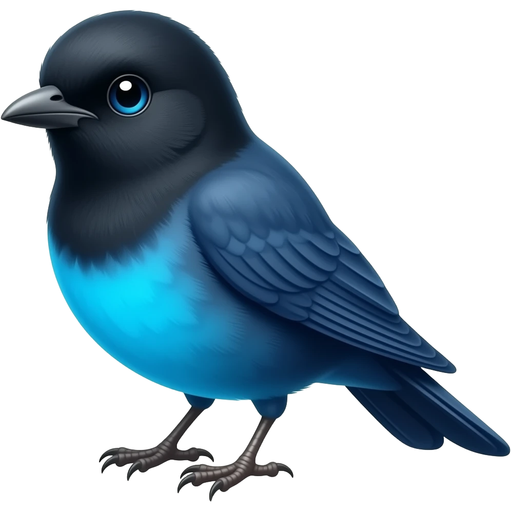 el pajaro igual solo que negro y brille azul y que sea pequeño emoji