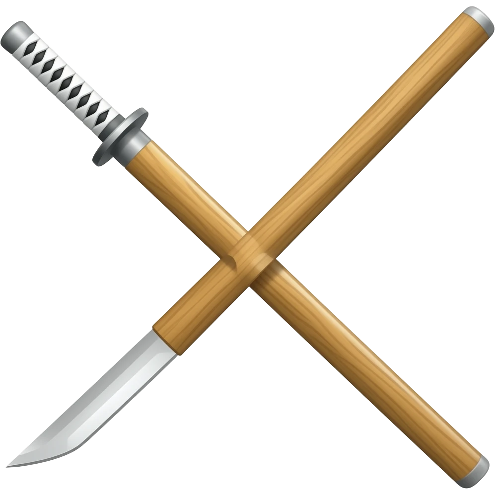 make an emoji of a kendo sword wooden shinai both wooden make the handle white mak both handles white emoji