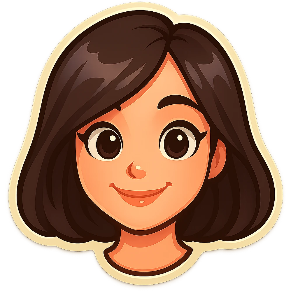 Create a cartoon style girl in the classic Telegram sticker style with bright colors and a cute face, resembling Samsung Sam. She has pale skin, only the head without neck, no outlines on the edges, and a white background. Suitable for a Telegram bot profile. emoji
