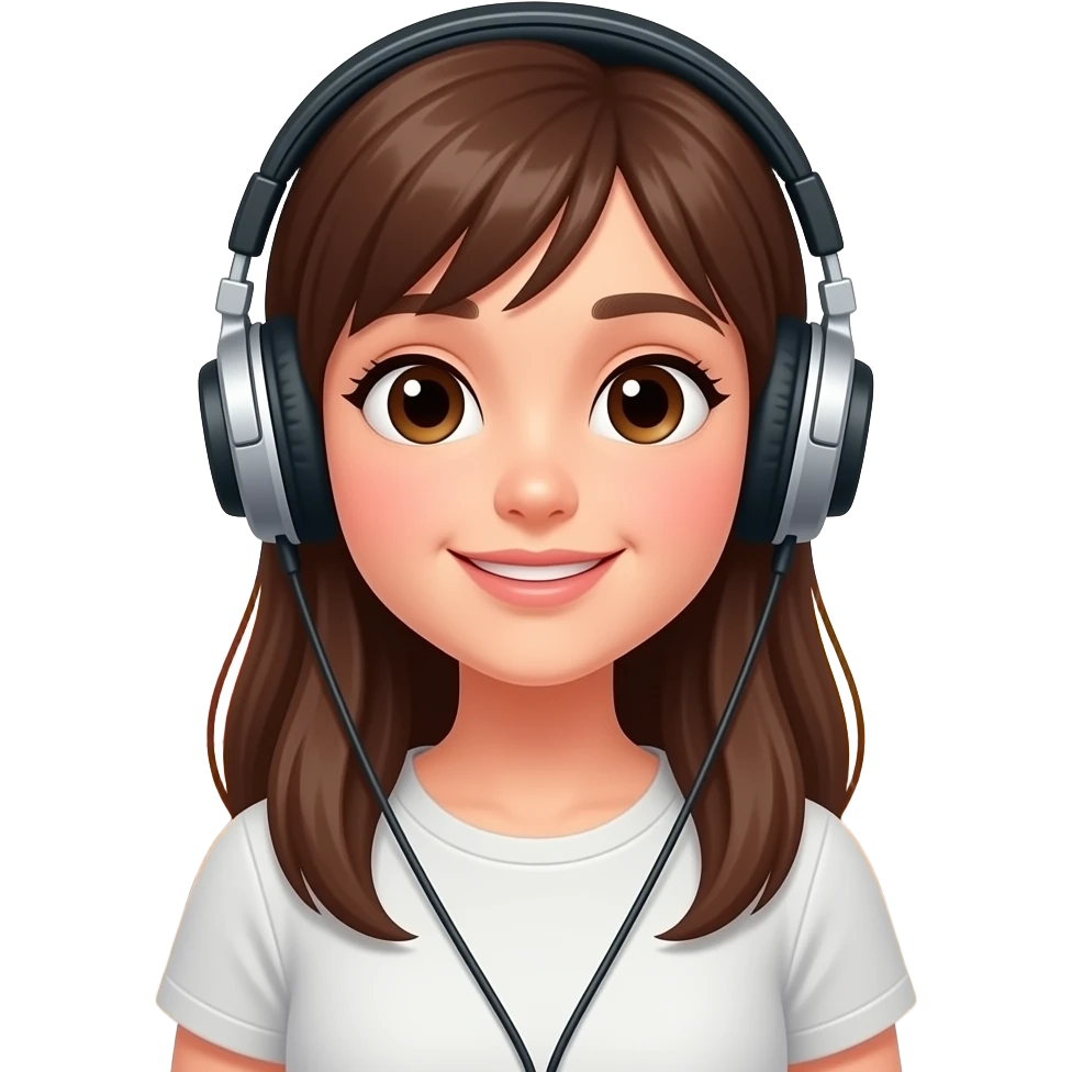 a teenager girl listening to music, realistic, full body visible emoji