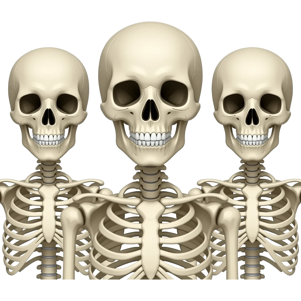 Three skeleton head and shoulders emoji