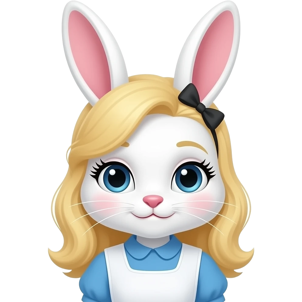 White Rabbit character from the movie Alice in wonderland but make it a girl a girll with eyelashes emoji