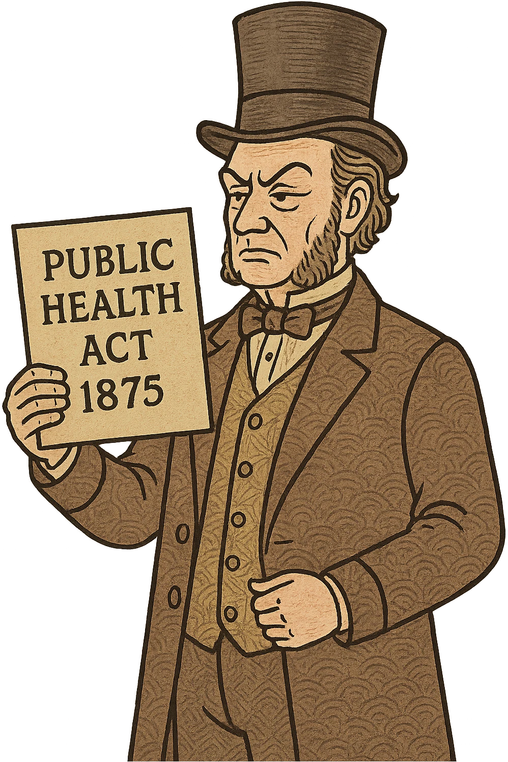 Victorian politician holding a new law saying Public Health Act 1875 emoji