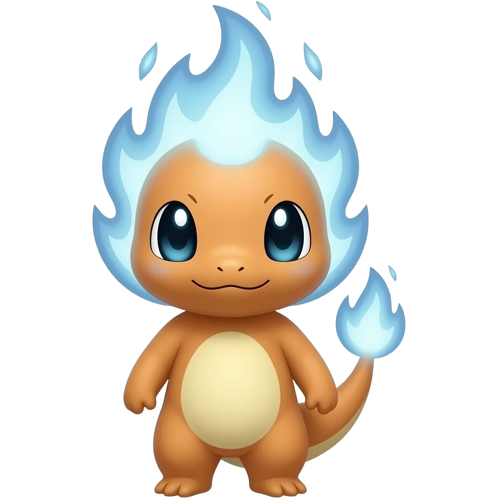 Kuwaii white fire with eyes emoji