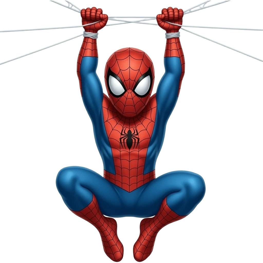 Spiderman hanging on web emoji