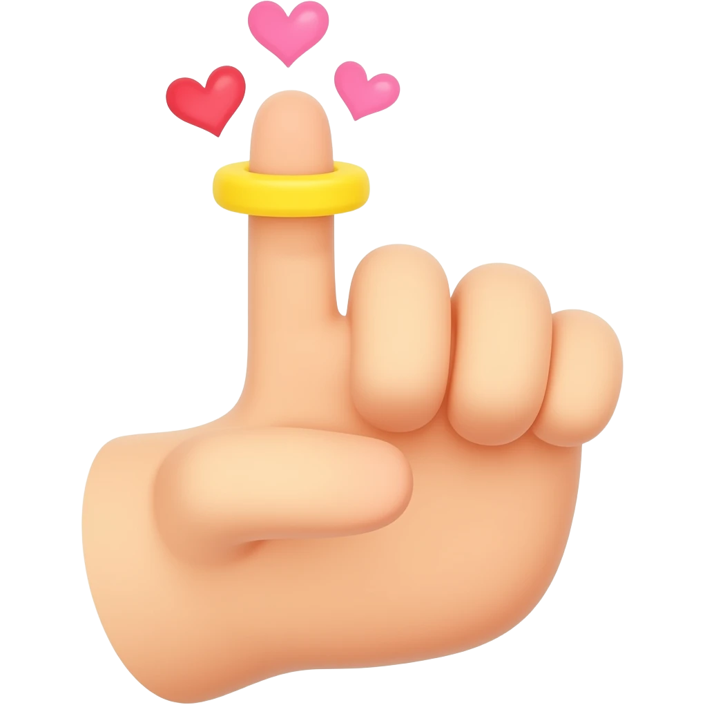 Middle finger (yellow) with hearts emoji