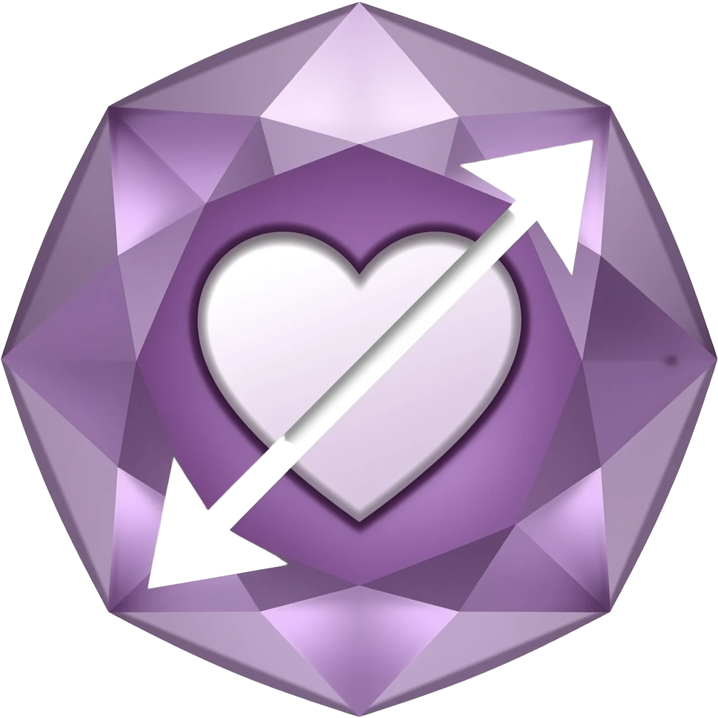 round diamond heart and arrows cut. purple emoji