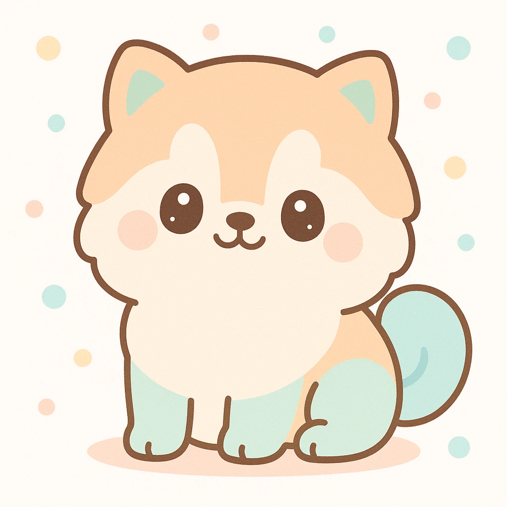 pati color pomeranian puppy sitting, kawaii style emoji