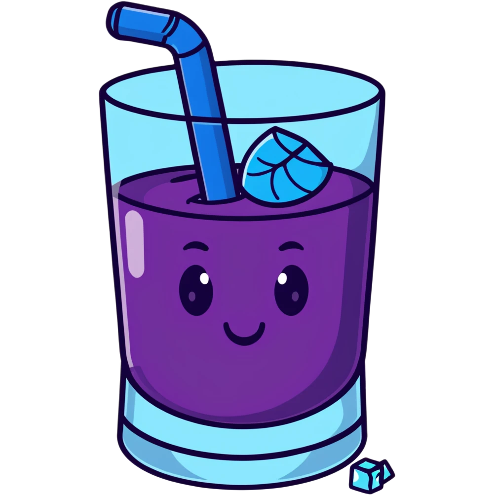 glass of grape koolaid with ice cubes emoji