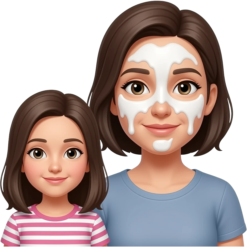 Mother and daughter, mothers face covered in cum emoji