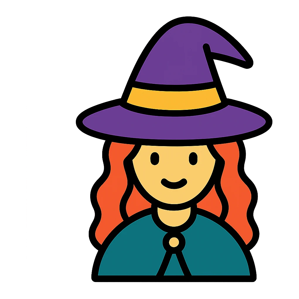 A witch with red hair emoji
