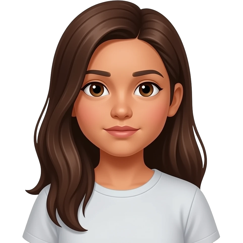 young girl half indigenous aboriginal long brown hair shy, one side of hair over face take away the native outfit emoji