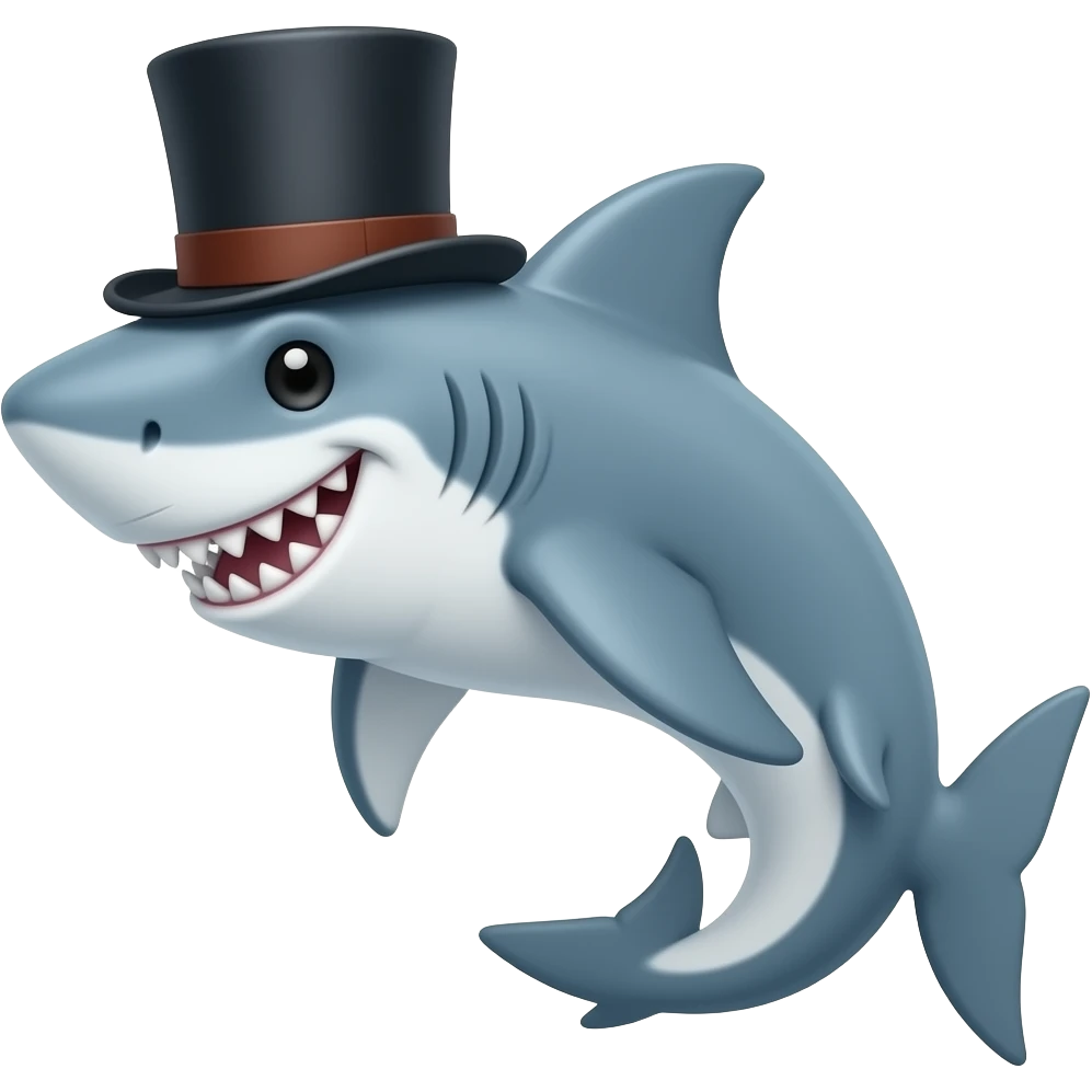 Shark with a top hat emoji