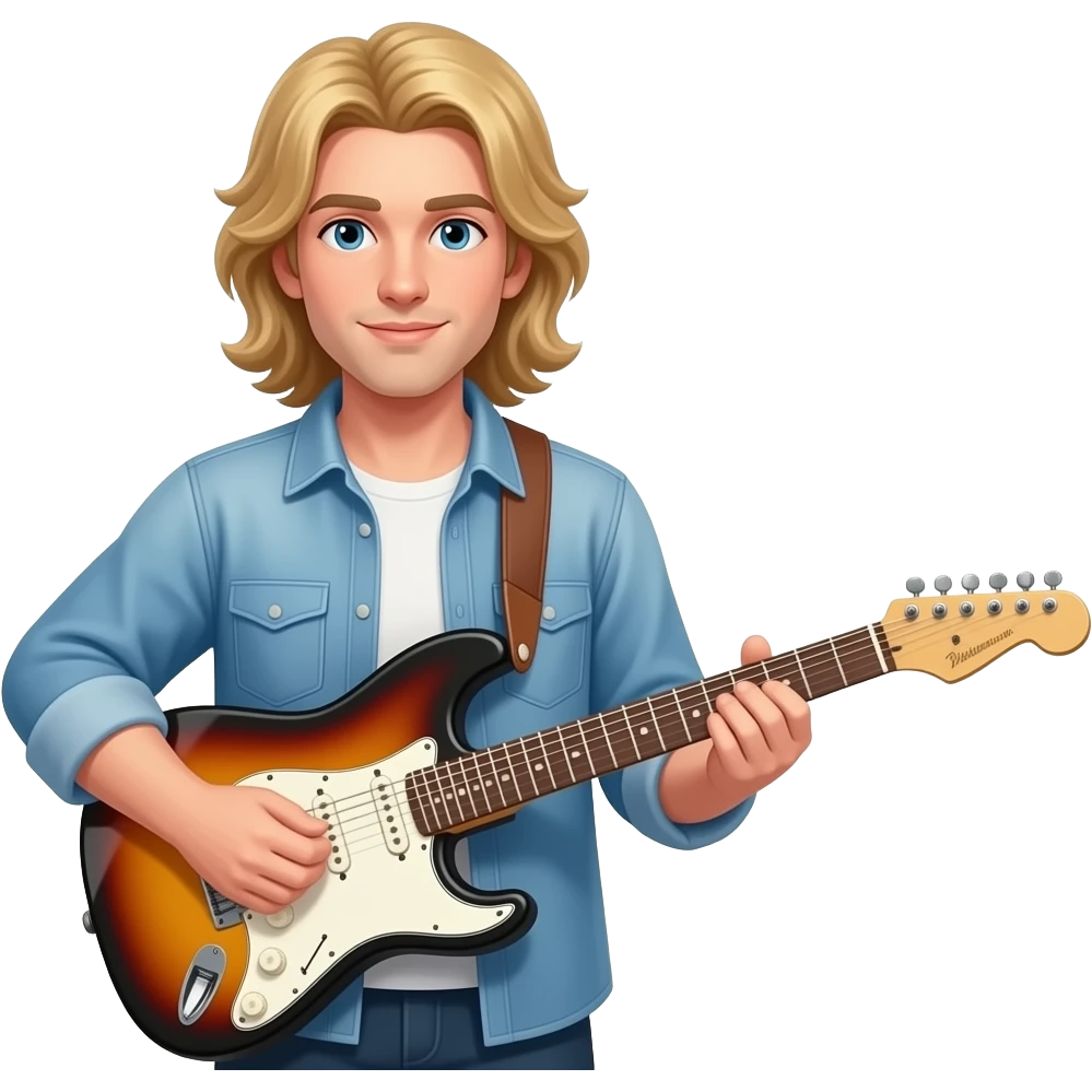 BLONDE GUY LONG HAIR PLAYING GUITAR emoji