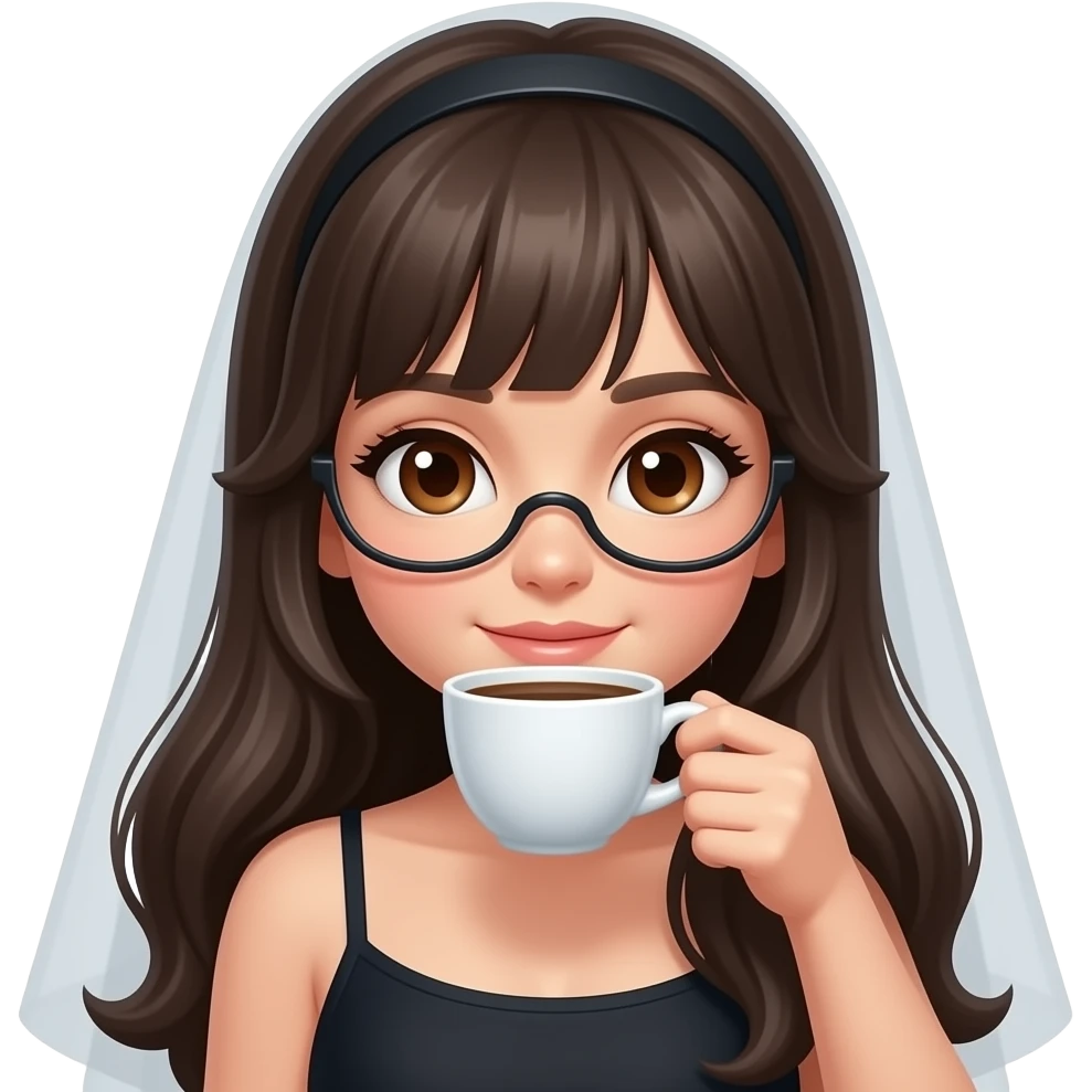 Tesettürlü kahve rengi gözlü kahve içen kız emoji