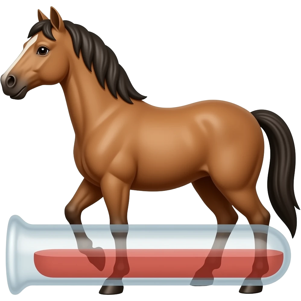 Test tube with legs on a horse emoji