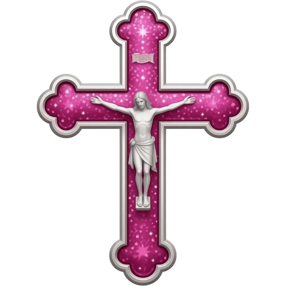cruz sagrada cor deep pink com brilho emoji
