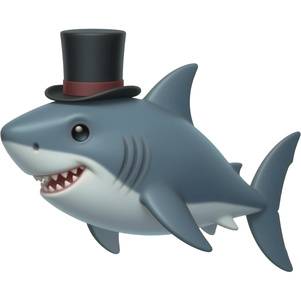 Shark with a top hat emoji
