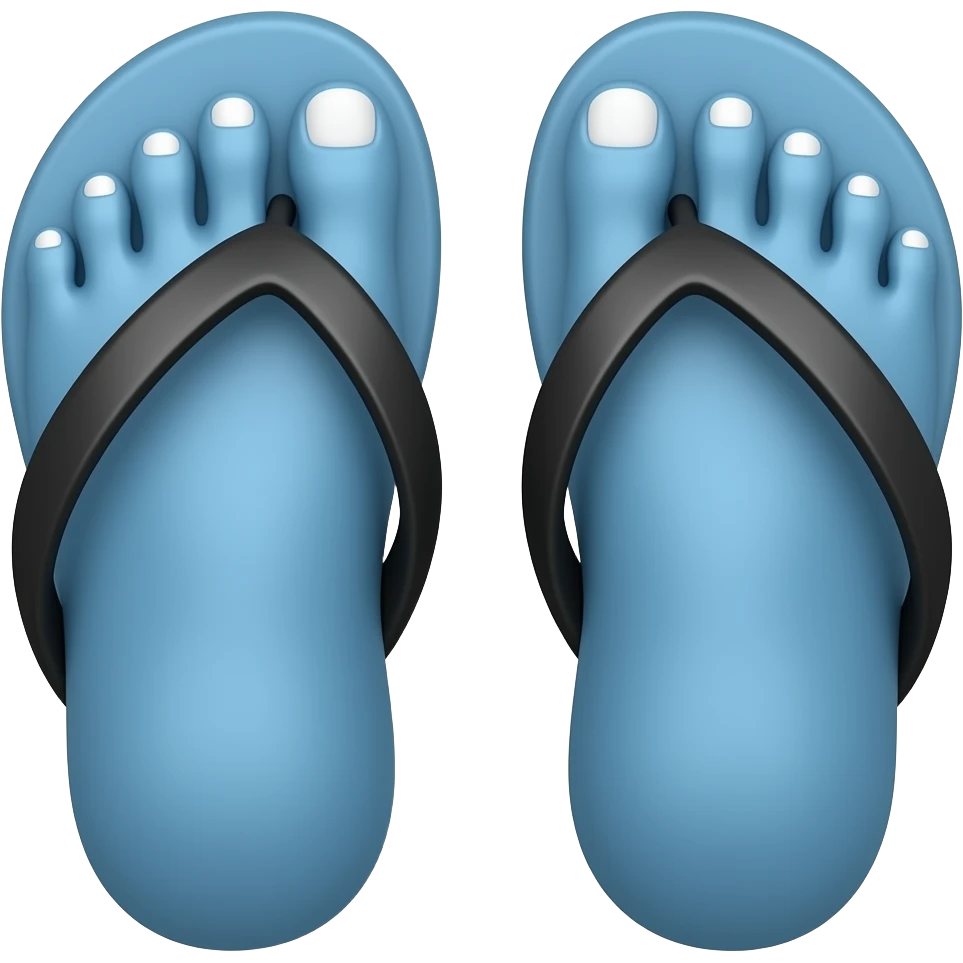 blue feet With nails in Black flip flops emoji