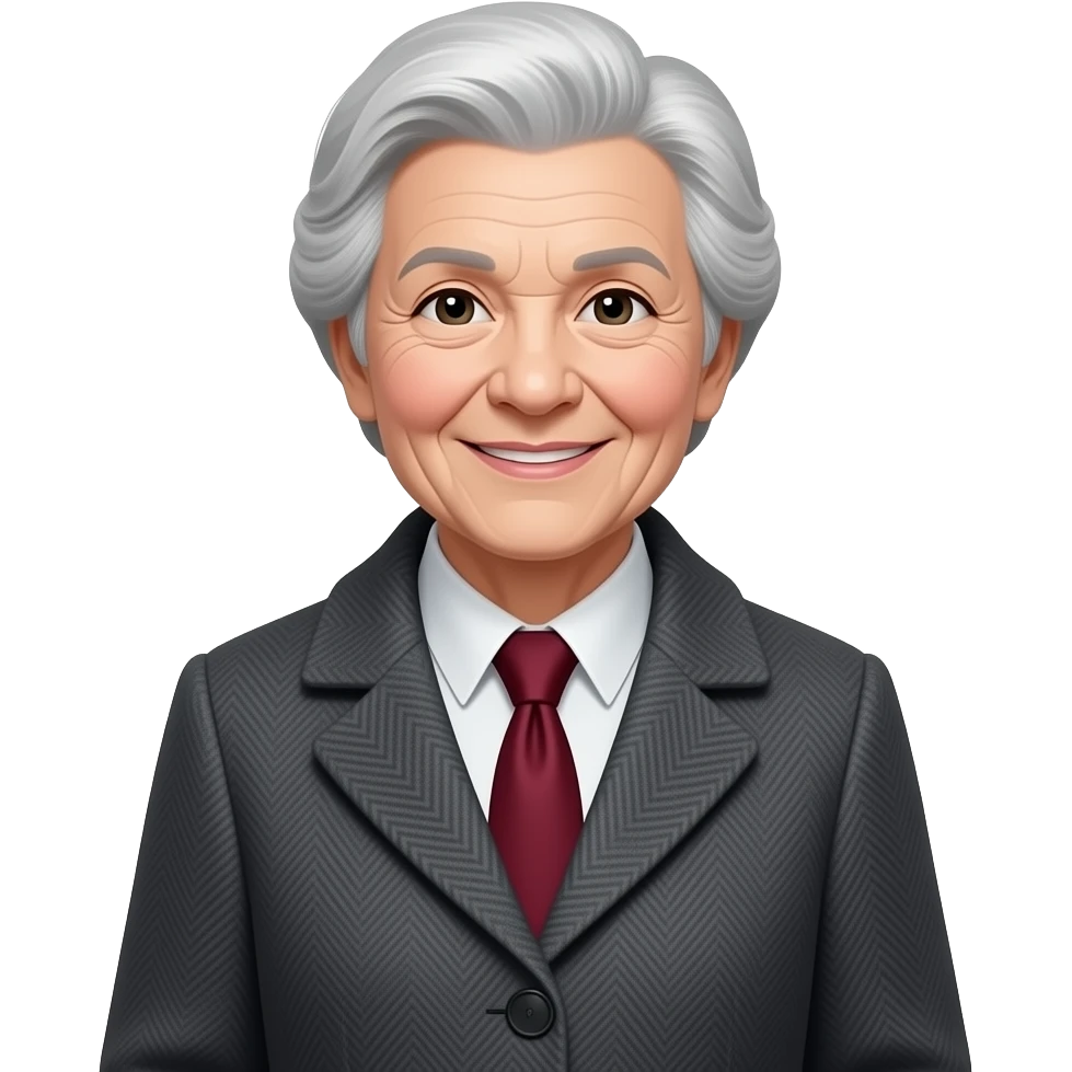 old lady with coat and tie emoji
