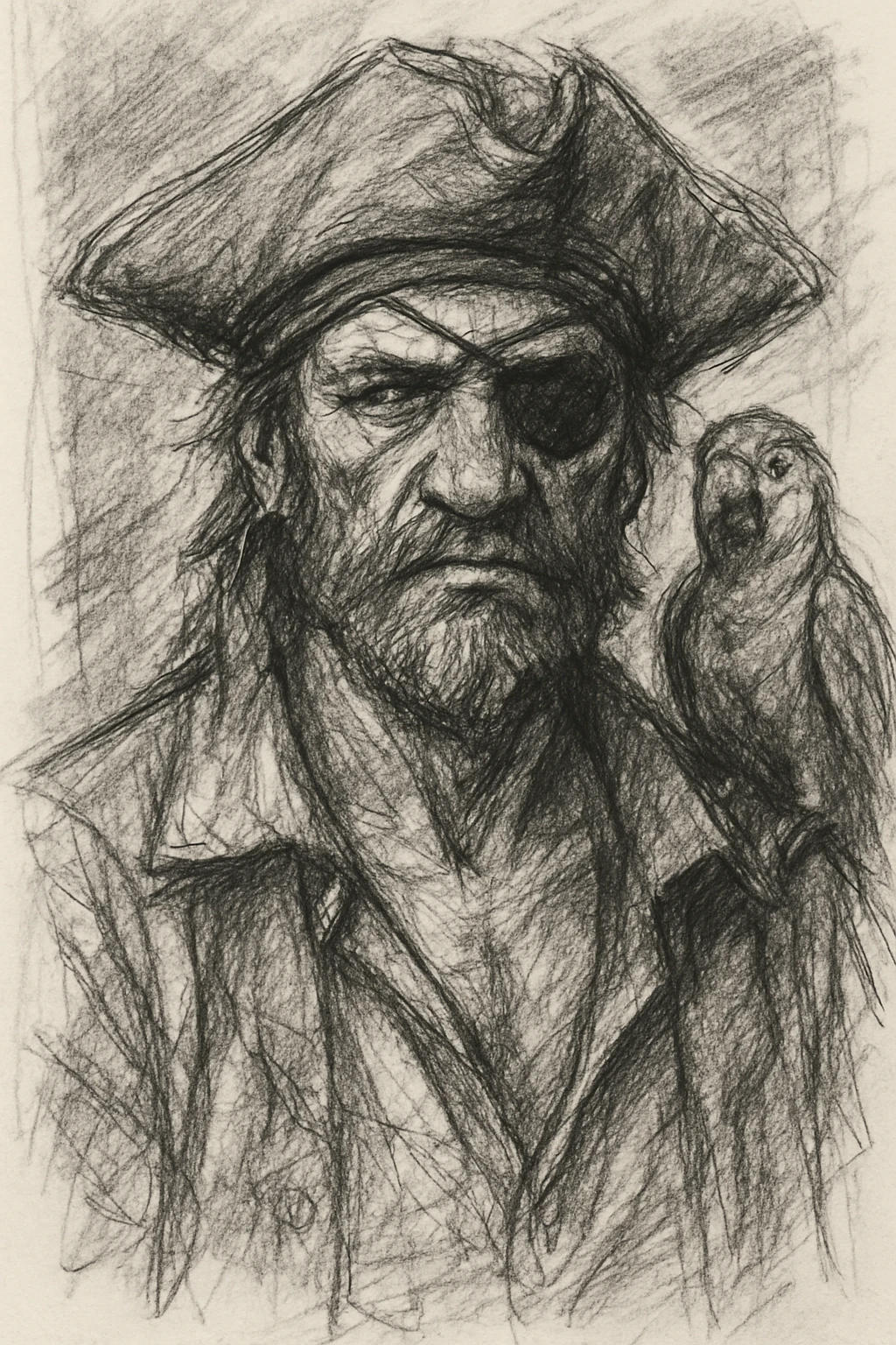 pirate with eye patch and parrot emoji