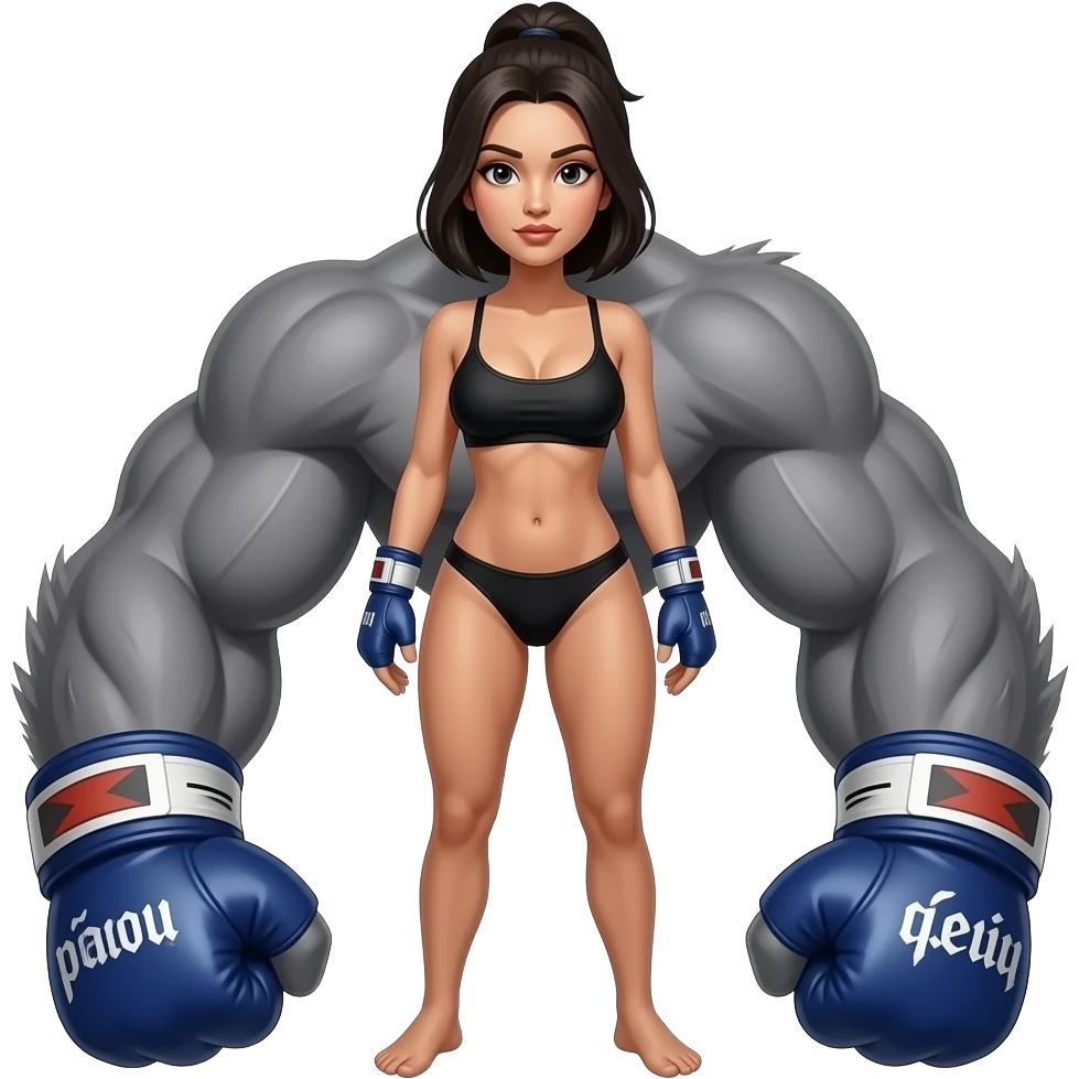 sexy female Muay Thai monster remove everything but the girl and change her hair to dark also make her naked More monster, more Full body naked emoji